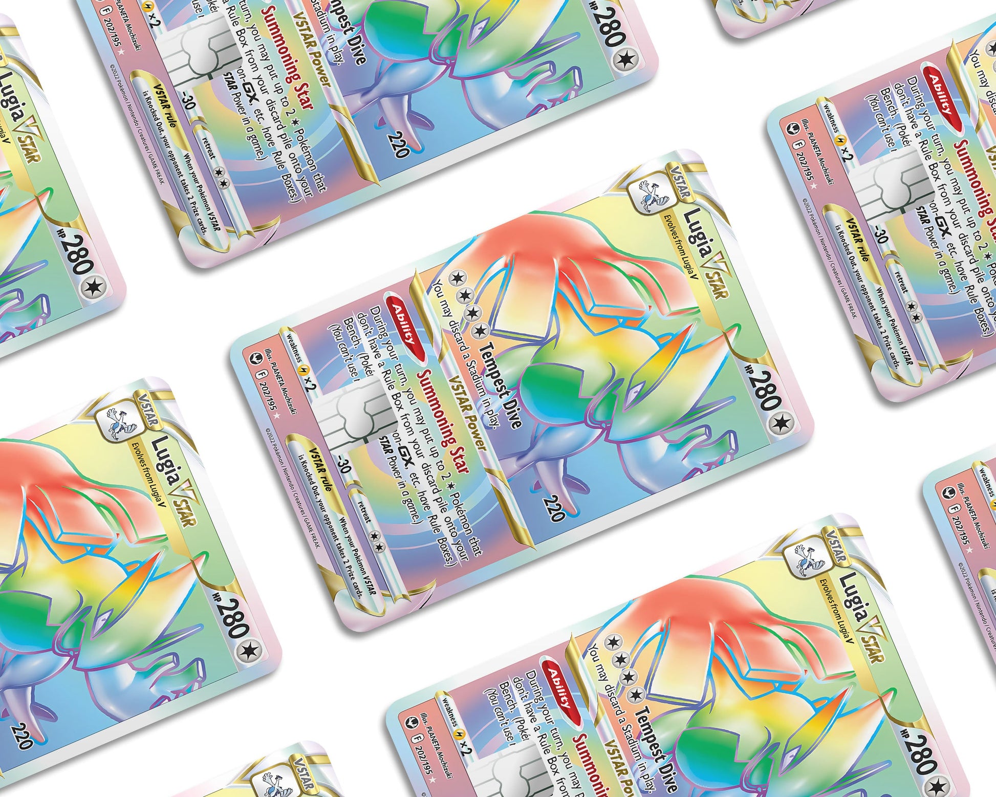 Anime Town Creations Credit Card Rainbow Lugia Pokemon Card Window Skins - Anime Pokemon Credit Card Skin