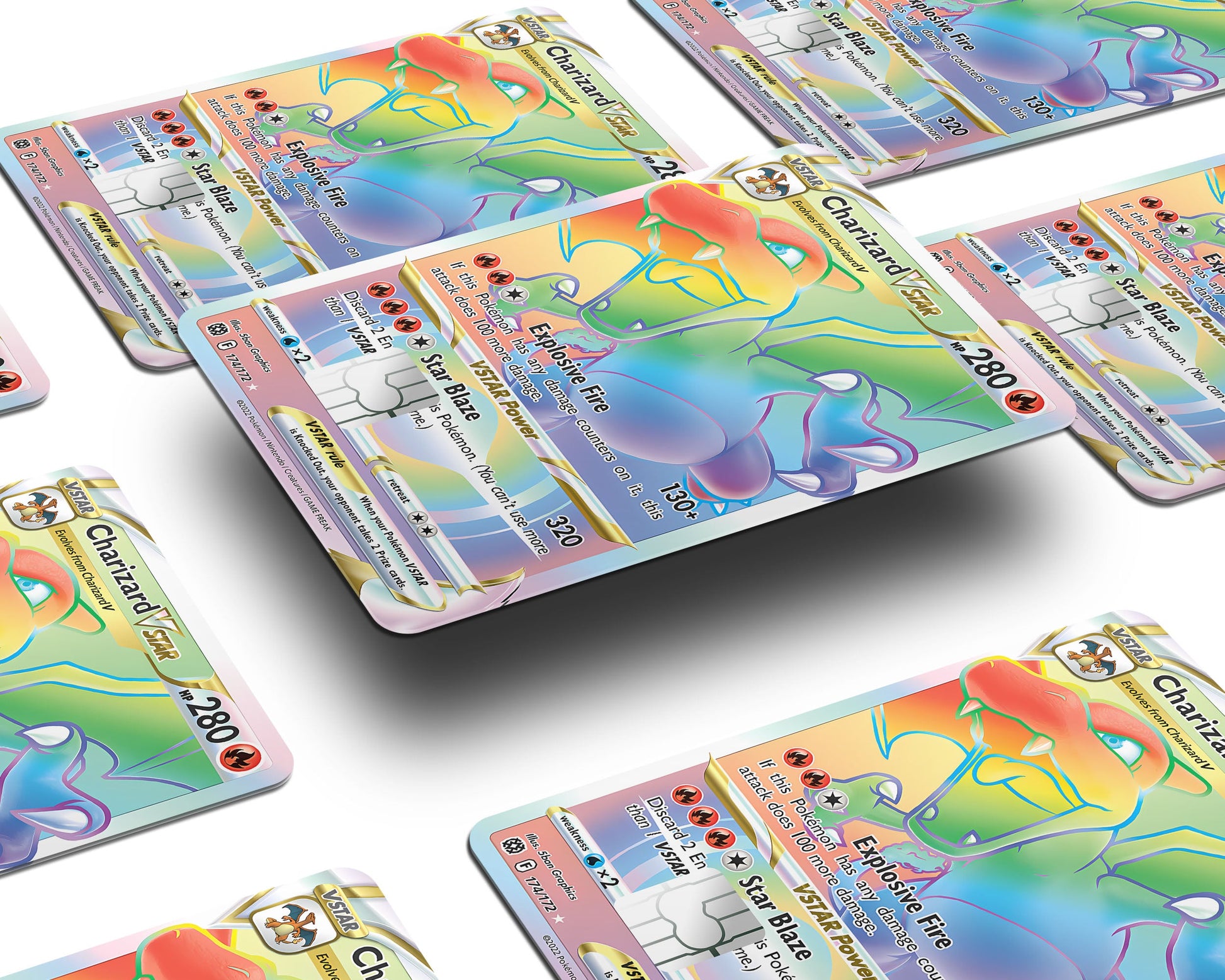 charizard rainbow pokemon cards Rainbow Mega Charizard Pokemon Card Credit Card Credit Card Skin – Anime Town Creations