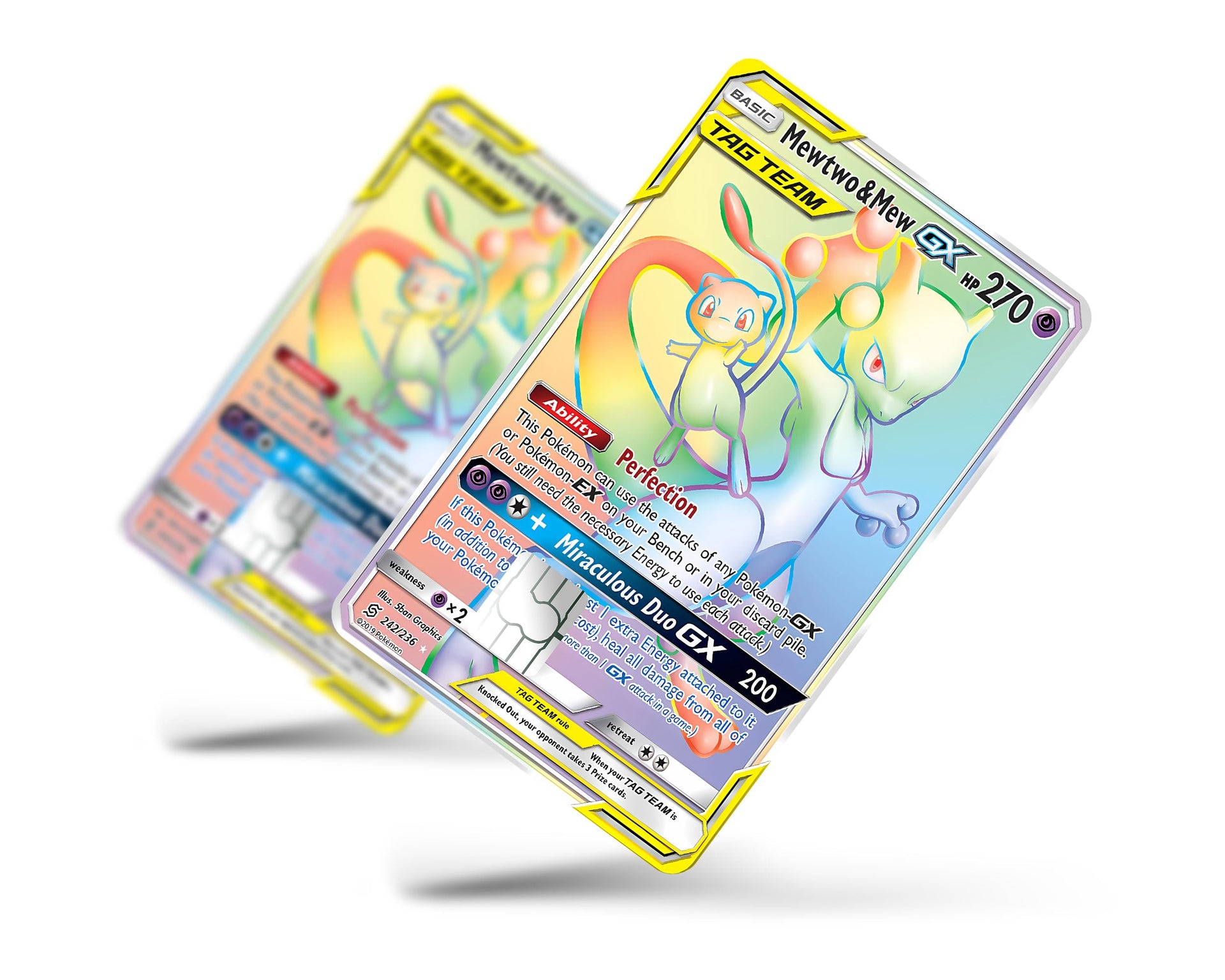 Rainbow Mewtwo & Mew Pokemon Card Credit Card Skin