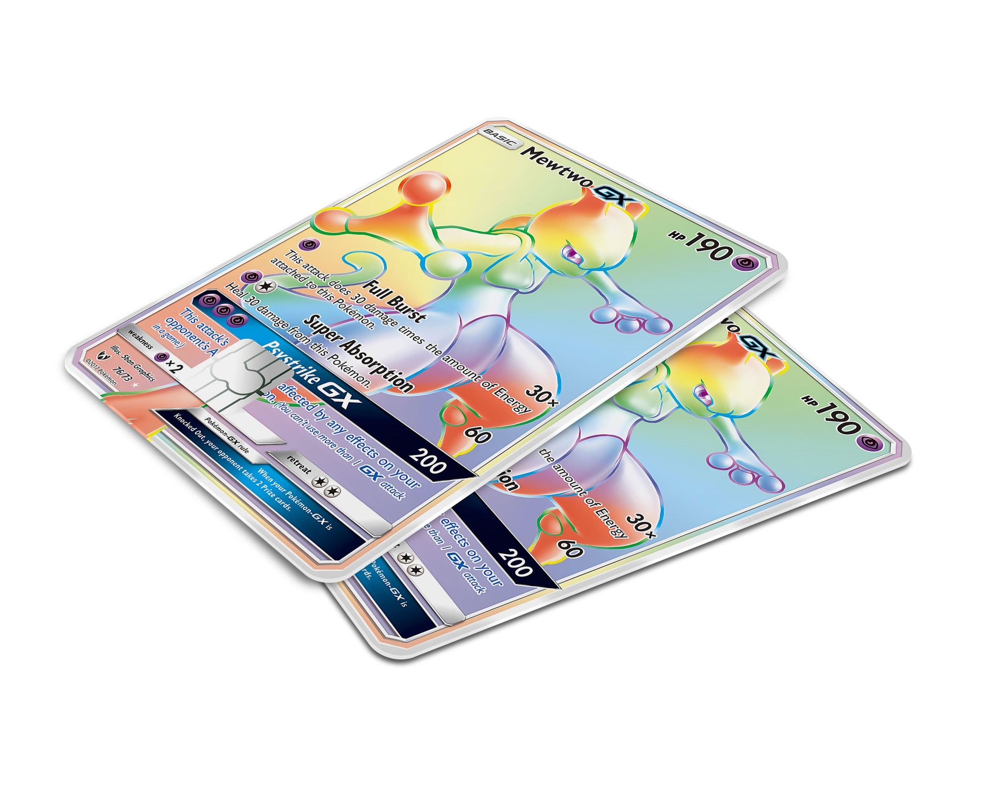 mewtwo pokemon card rainbow Rainbow Mewtwo Pokemon Card Credit Card Skin