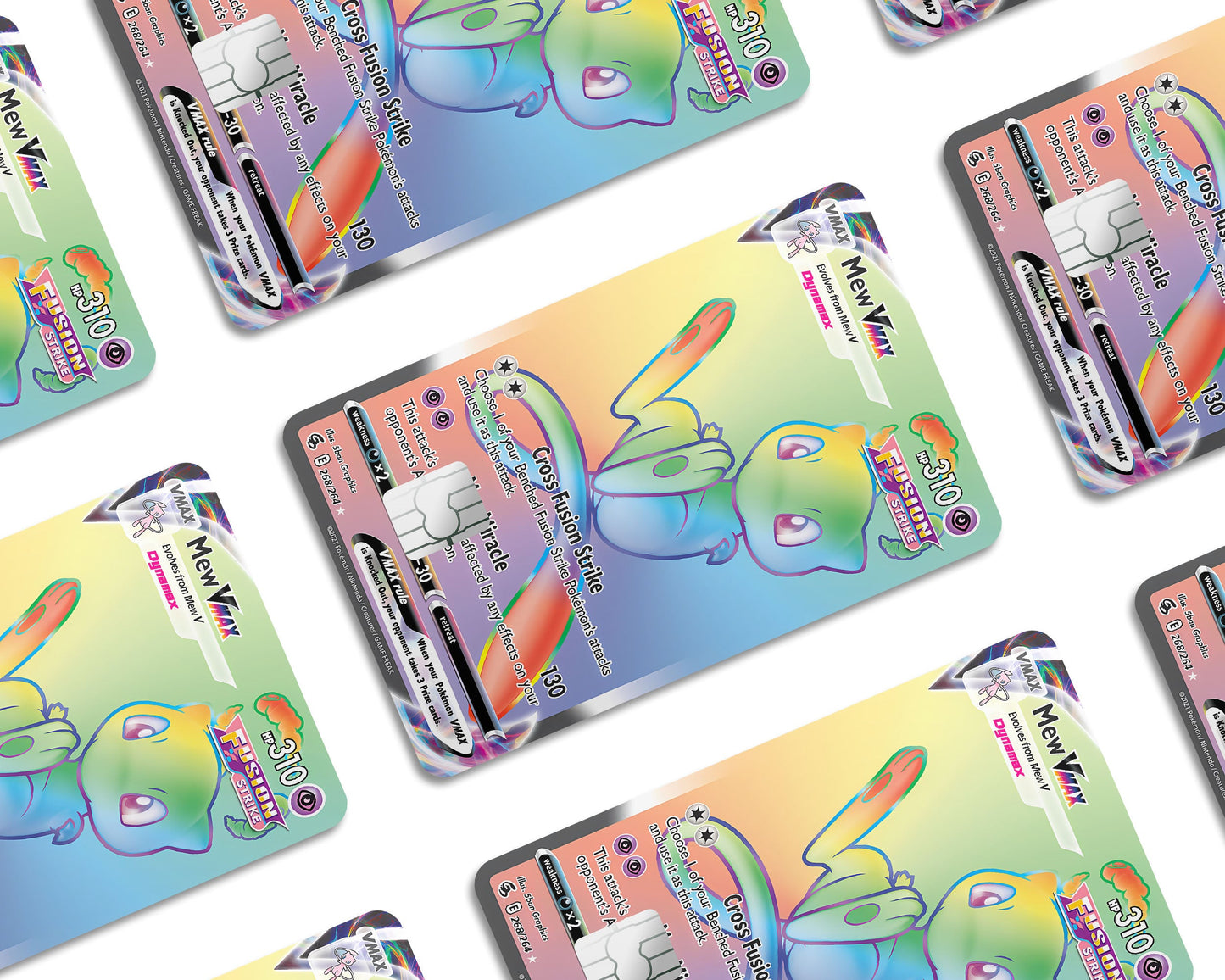 Anime Town Creations Credit Card Rainbow Mew Pokemon Card Window Skins - Anime Pokemon Credit Card Skin