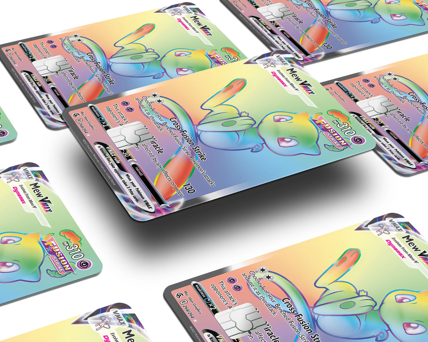 Anime Town Creations Credit Card Rainbow Mew Pokemon Card Window Skins - Anime Pokemon Credit Card Skin