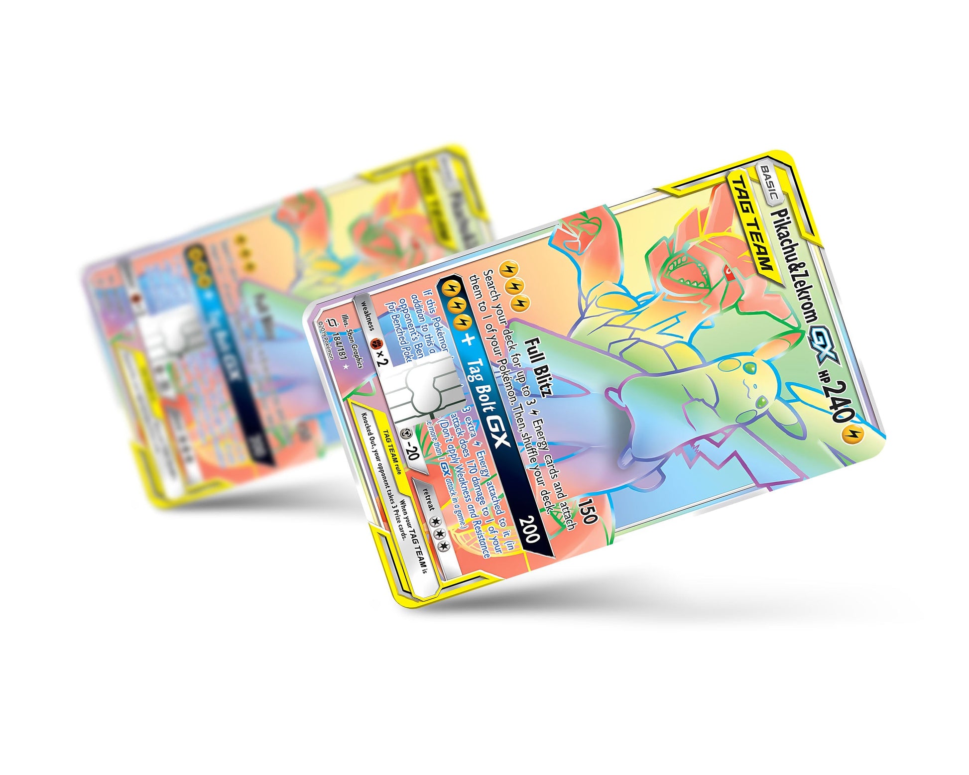 Anime Town Creations Credit Card Rainbow Pikachu Zekrom Pokemon Card Full Skins - Anime Pokemon Credit Card Skin