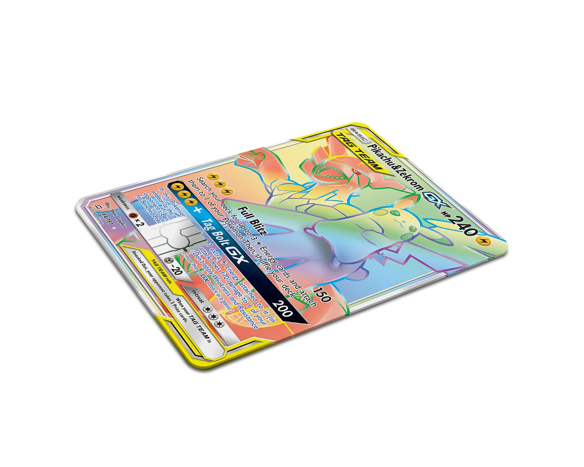 pokemon cards rainbow rare box Rainbow Pikachu Zekrom Pokemon Card Credit Card Credit Card Skin – Anime Town Creations