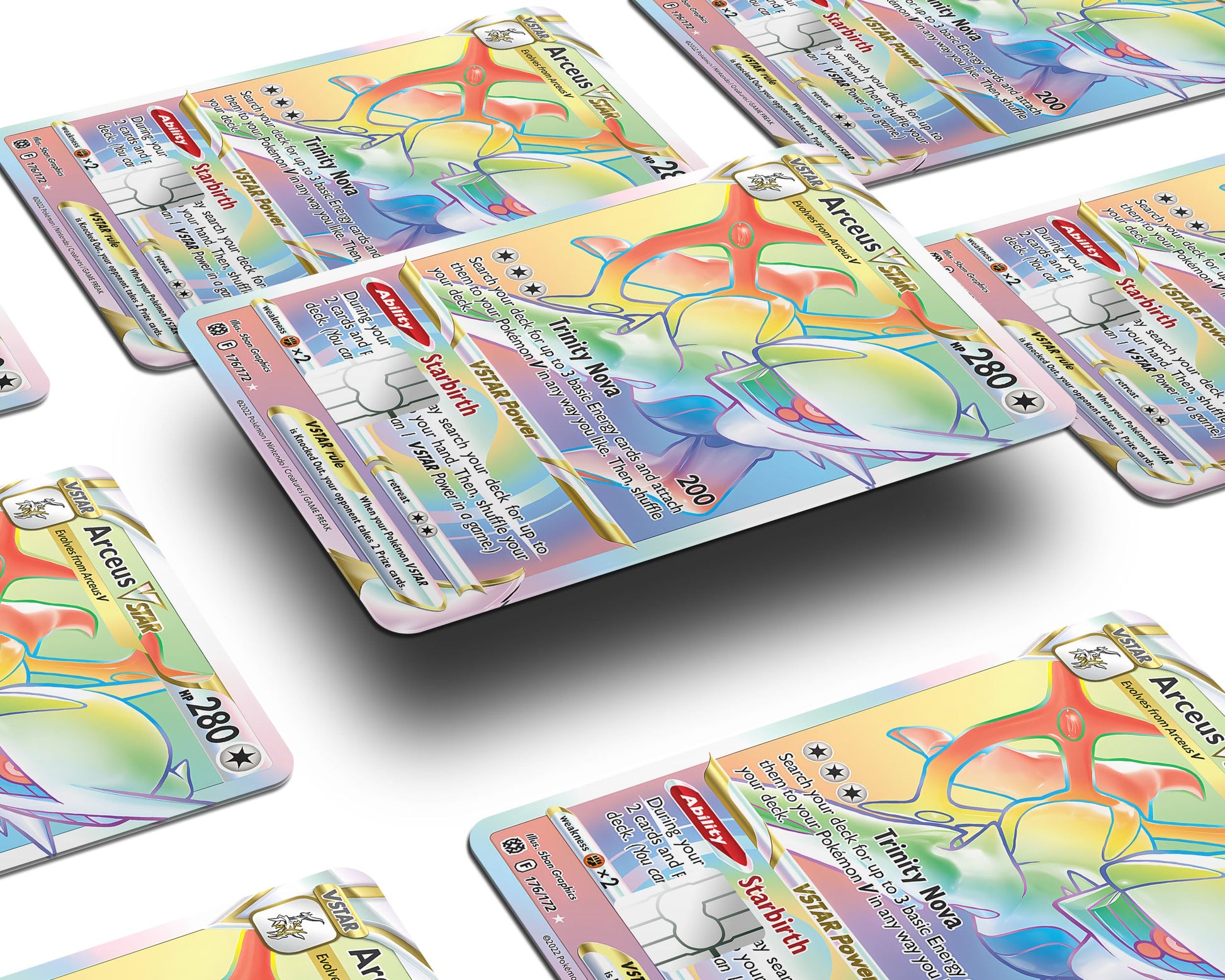 Anime Town Creations Credit Card Rainbow Arceus Pokemon Card Window Skins - Anime Pokemon Credit Card Skin