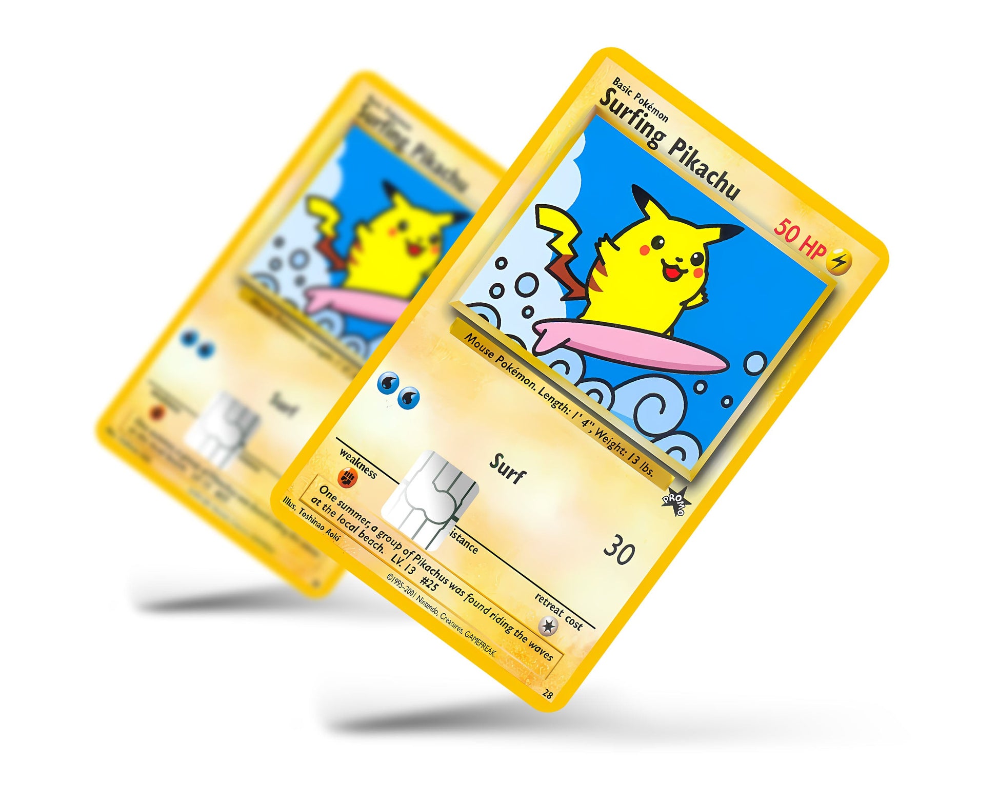 how rare is a surfing pikachu card Surfing Pikachu Pokemon Card Credit Card Credit Card Skin – Anime Town Creations