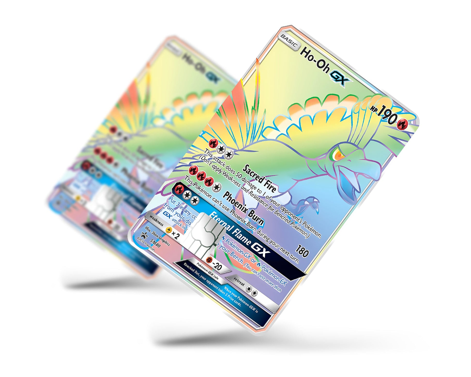 Rainbow Ho-oh Pokemon Card Credit Card Skin - Full / Small Rainbow Ho-oh Pokemon Card Credit Card Skin - Full / Small