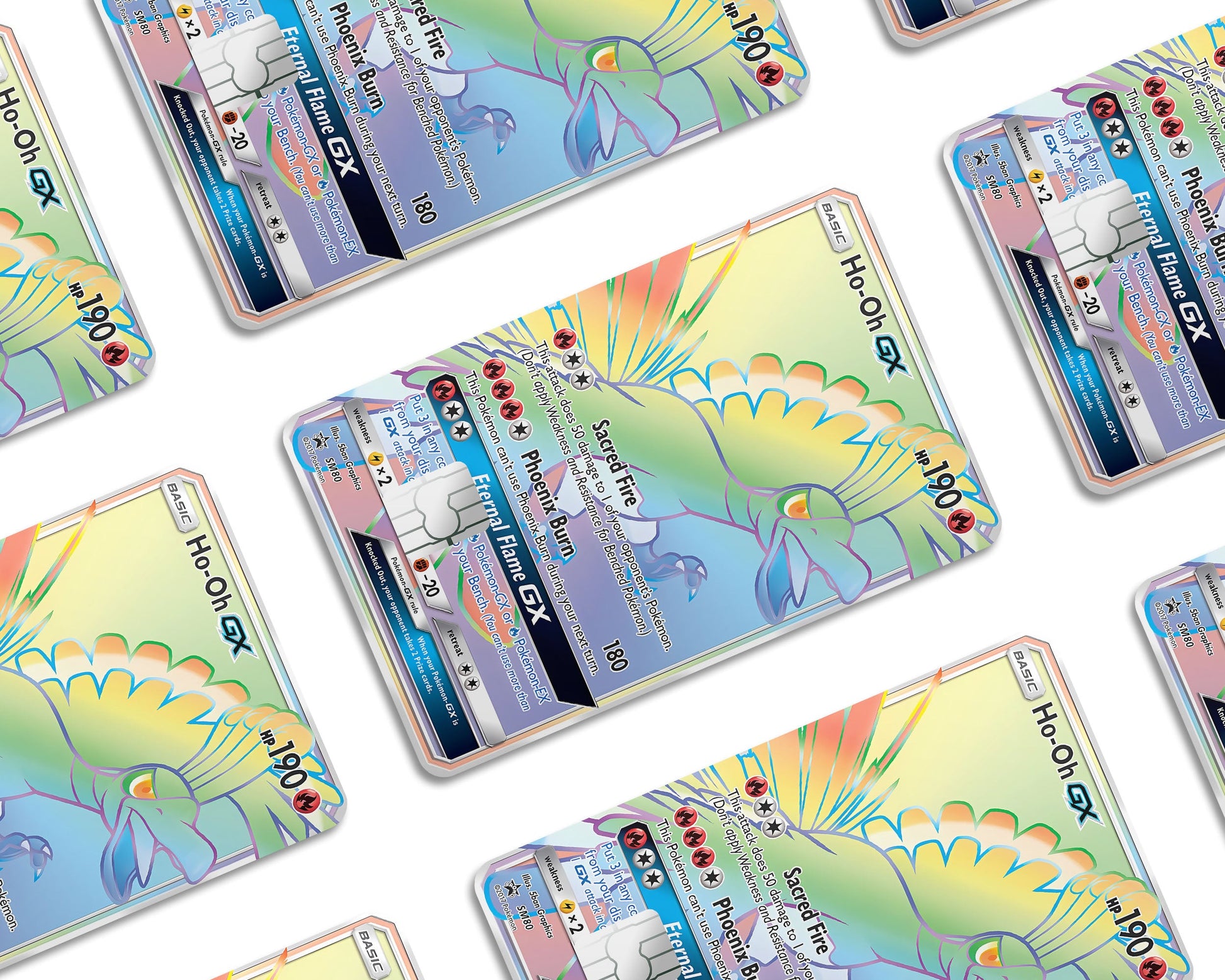 ho oh pokemon card rainbow Rainbow Ho-oh Pokemon Card Credit Card Credit Card Skin – Anime Town Creations