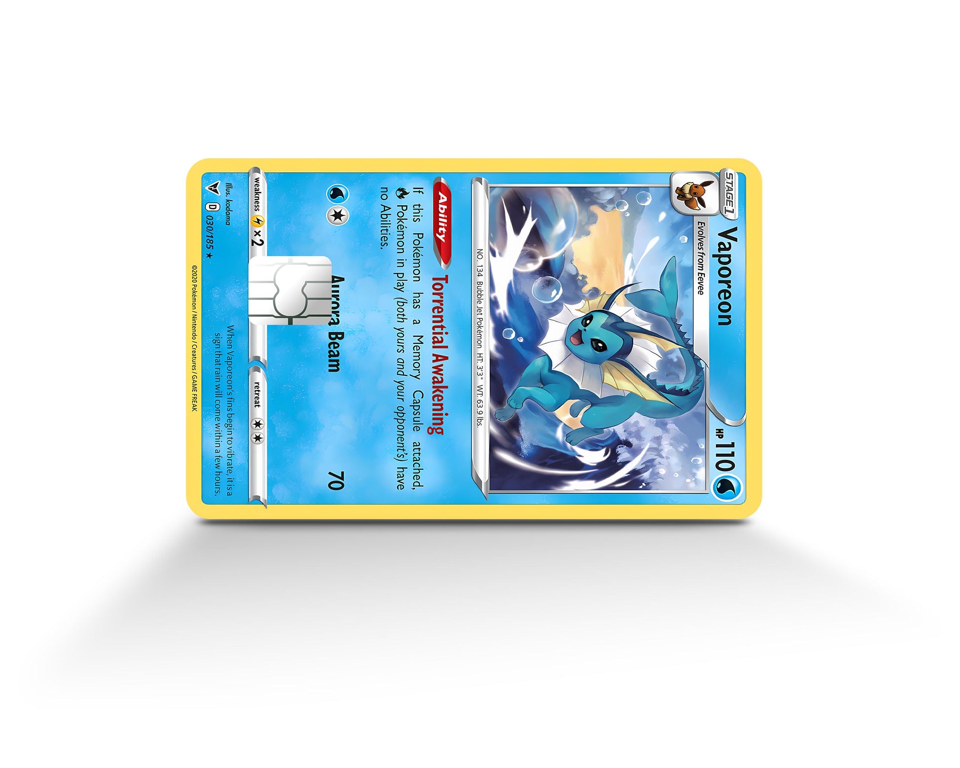 Anime Town Creations Credit Card Cute Vaporeon Pokemon Card Full Skins - Anime Pokemon Credit Card Skin
