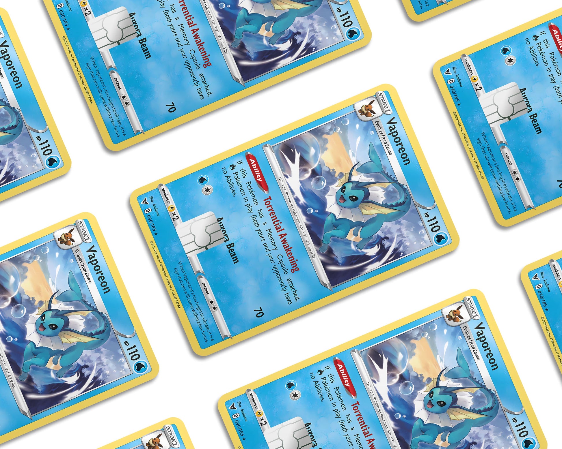 Anime Town Creations Credit Card Cute Vaporeon Pokemon Card Window Skins - Anime Pokemon Credit Card Skin