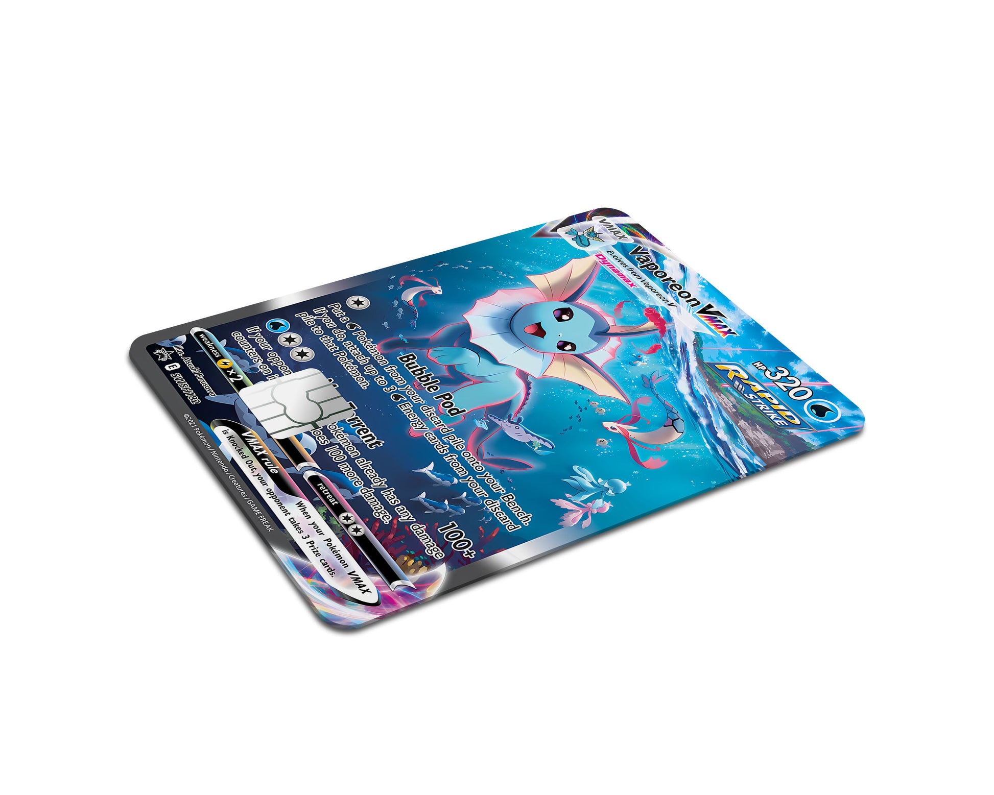 Rare Vaporeon Pokemon Card Credit Card Skin