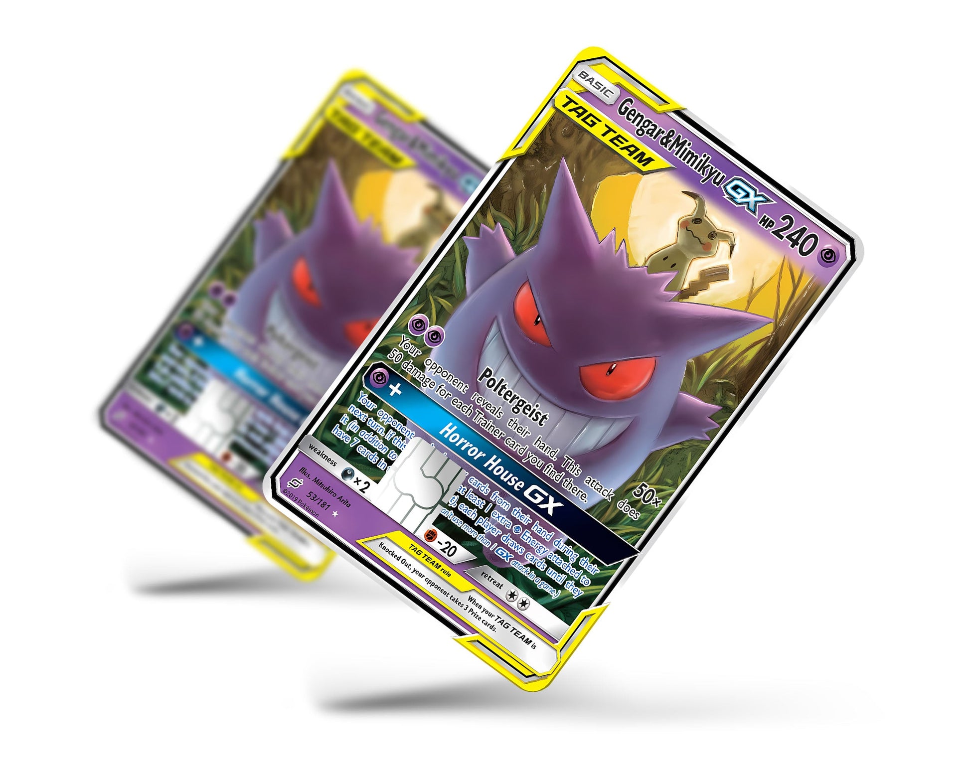 Anime Town Creations Credit Card Tag Cute Gengar & Mimikyu Pokemon Card Full Skins - Anime Pokemon Credit Card Skin