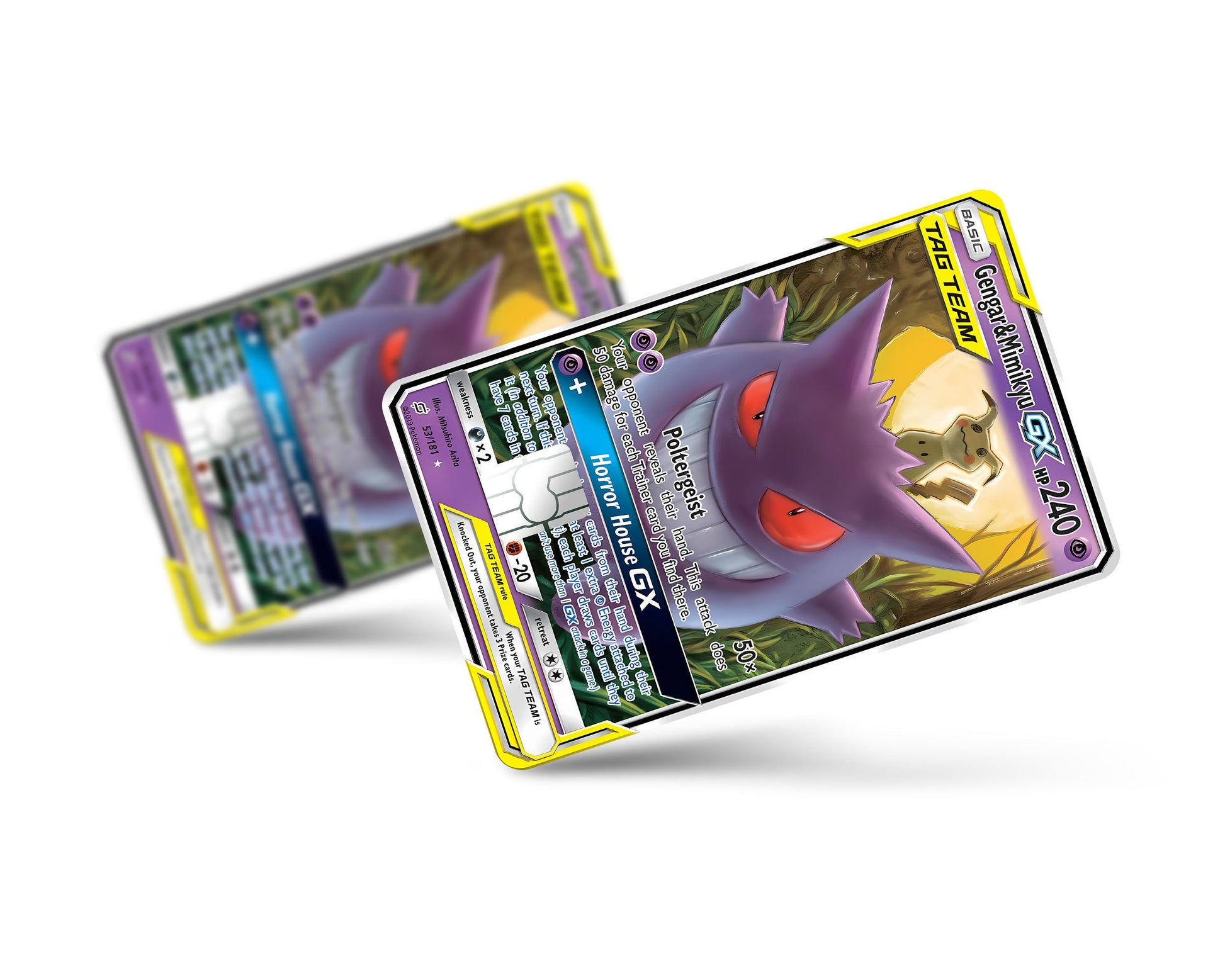 Anime Town Creations Credit Card Tag Cute Gengar & Mimikyu Pokemon Card Full Skins - Anime Pokemon Credit Card Skin
