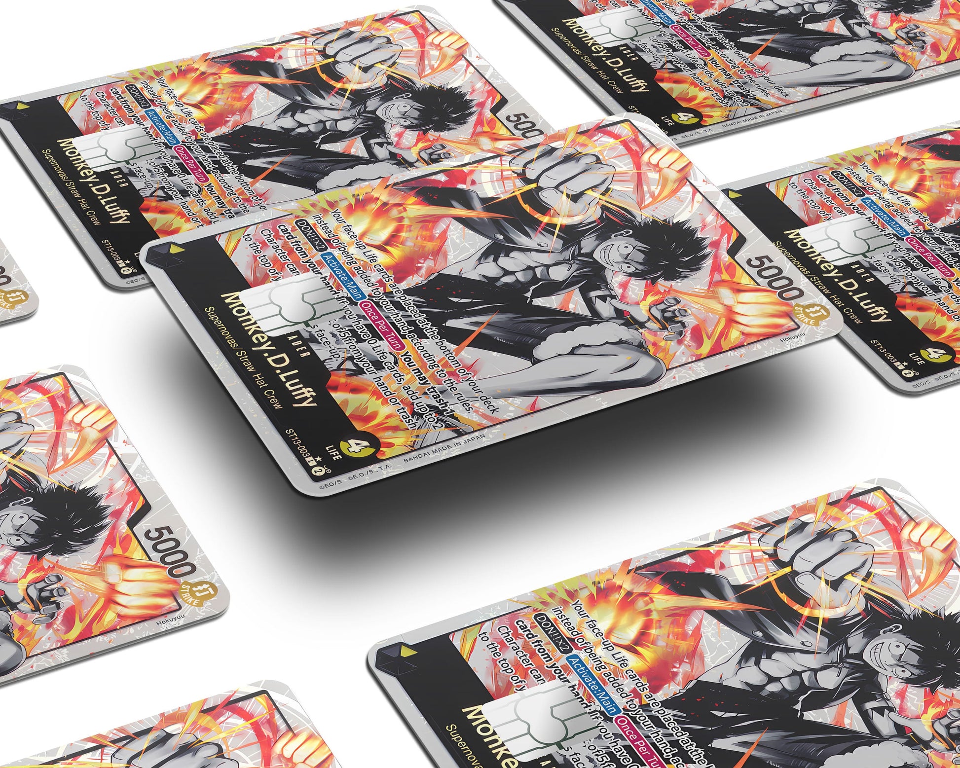 Anime Town Creations Credit Card Monkey D Luffy Black Flames One Piece Card Window Skins - Anime One Piece Credit Card Skin