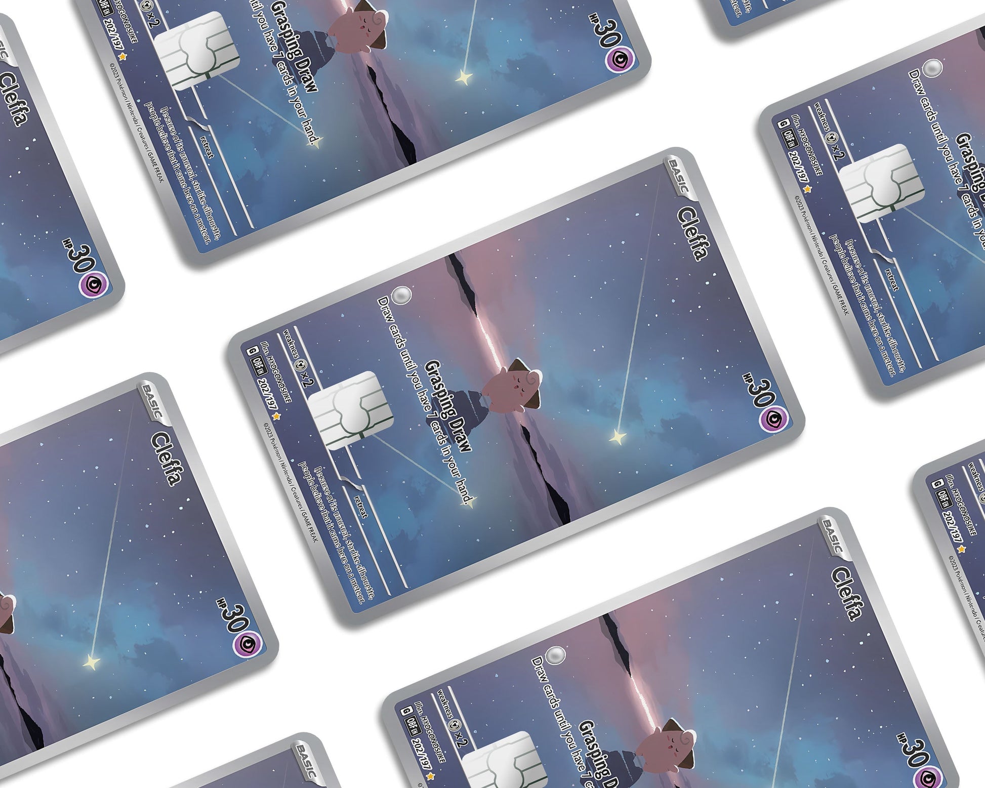 Anime Town Creations Credit Card Cleffa Starlight Pokemon Card Window Skins - Anime Pokemon Credit Card Skin