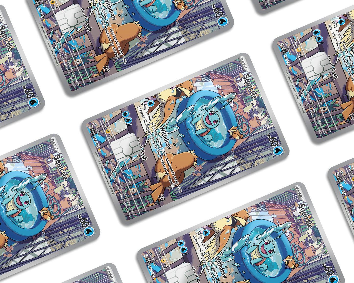 Anime Town Creations Credit Card Squirtle Splash Pokemon Card Window Skins - Anime Pokemon Credit Card Skin