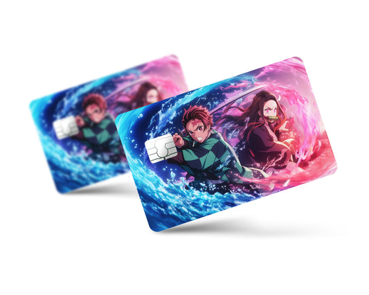 Anime Town Creations Credit Card Demon Slayer Tanjiro Nezuko Flames Full Skins - Anime Demon Slayer Credit Card Skin