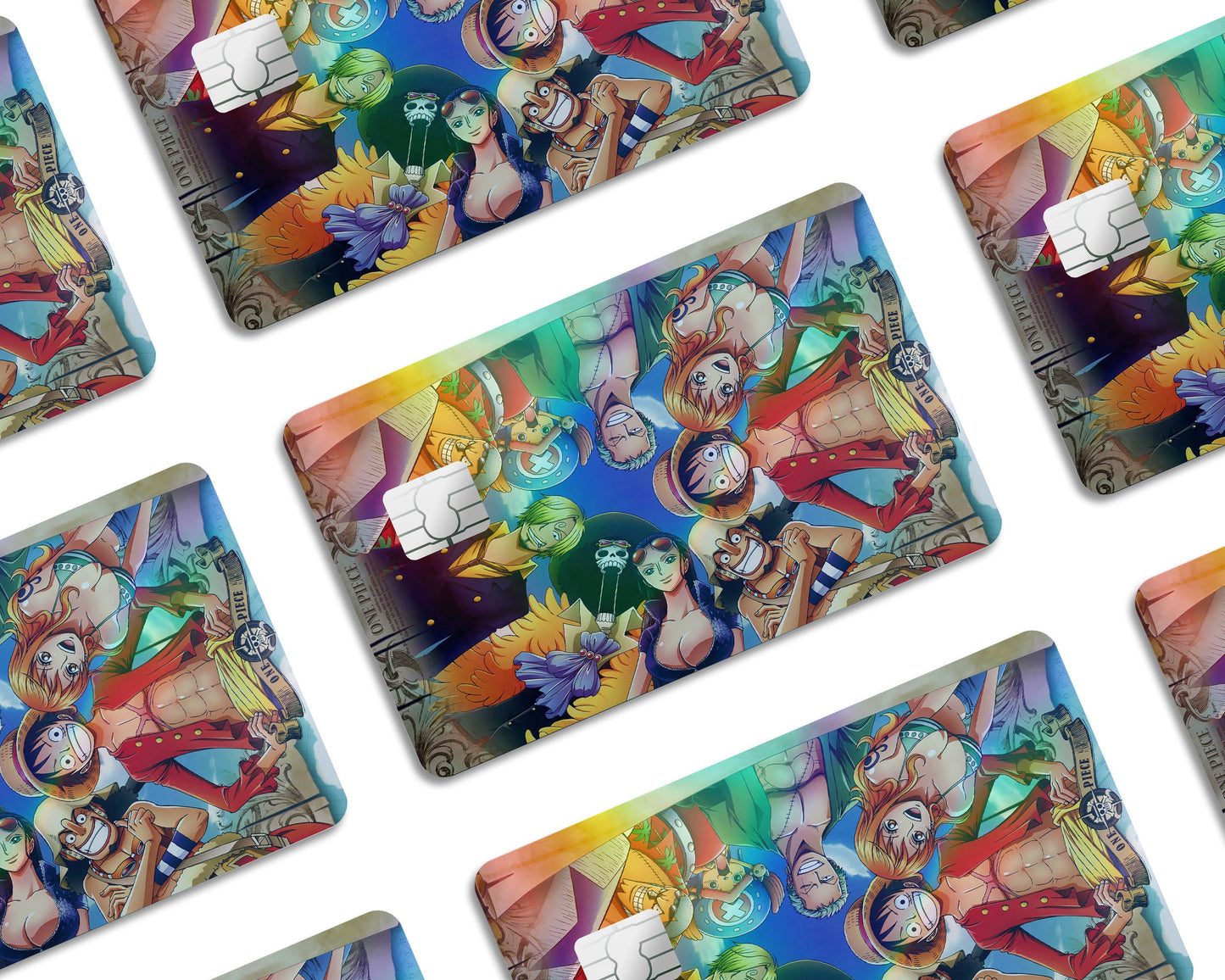 Anime Town Creations Holographic Credit Card One Piece Crew Members Window Skins - Anime One Piece Holographic Credit Card Skin