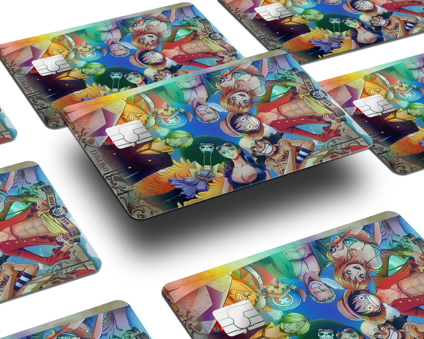 Anime Town Creations Holographic Credit Card One Piece Crew Members Window Skins - Anime One Piece Holographic Credit Card Skin