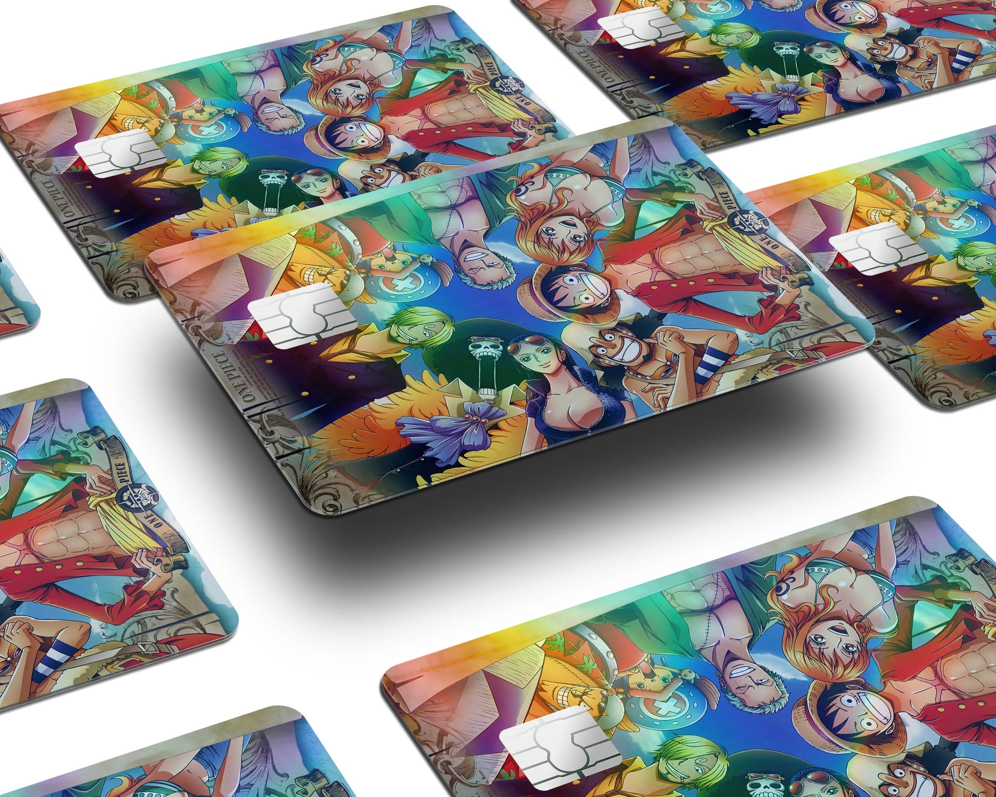 Anime Town Creations Holographic Credit Card One Piece Crew Members Window Skins - Anime One Piece Holographic Credit Card Skin