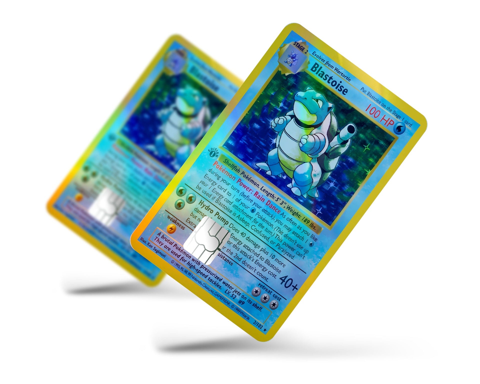 pokemon shiny blastoise card Holographic Credit Card Skin Condition:Damaged Preserved in a magnetic Go home charizard, you're card display cases