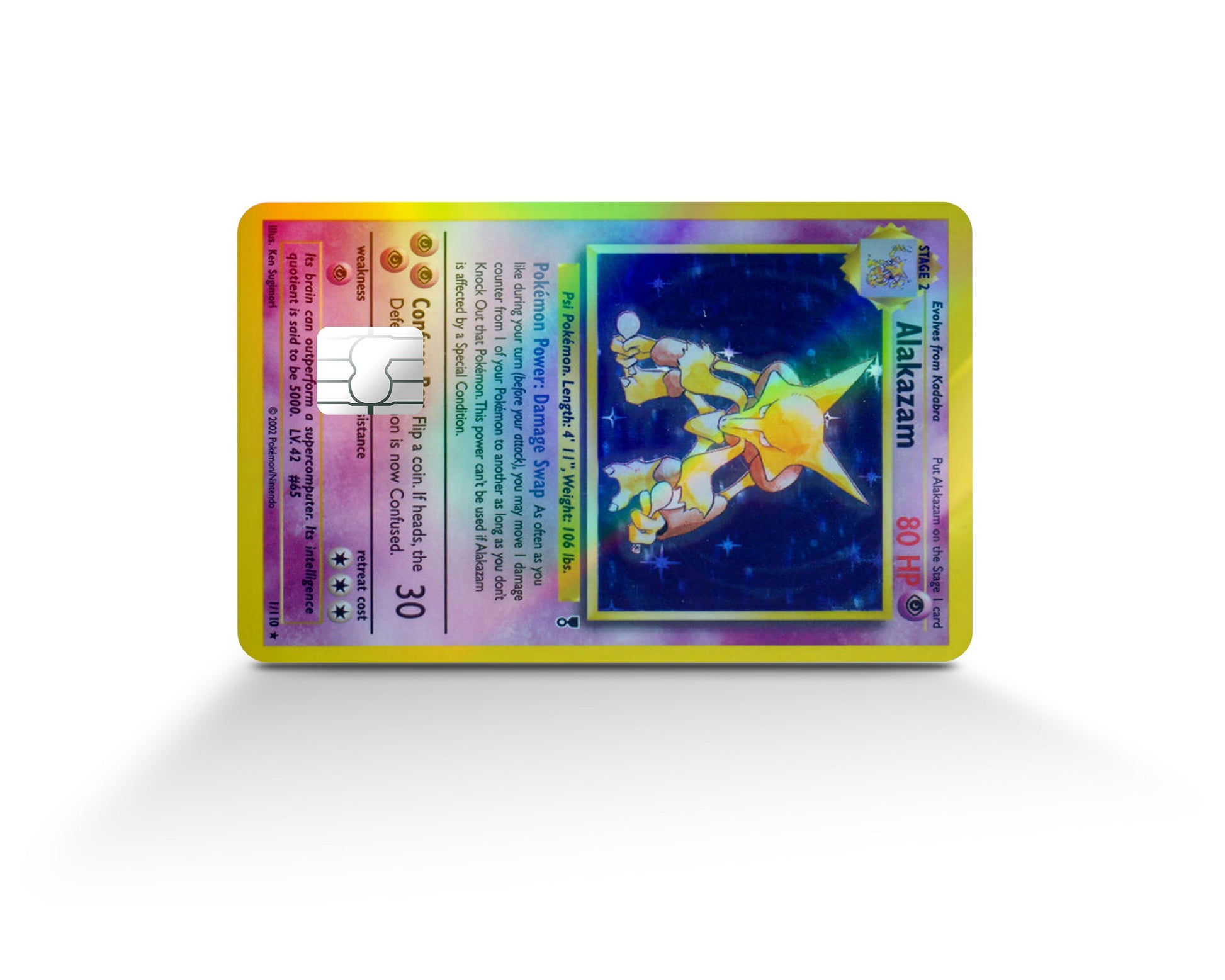 Alakazam Pokemon Card Holographic Credit Card Holographic Credit Card Skin Anime Town Creations Alakazam Pokemon Card Holographic Credit Card Holographic Credit Card Skin Anime Town Creations