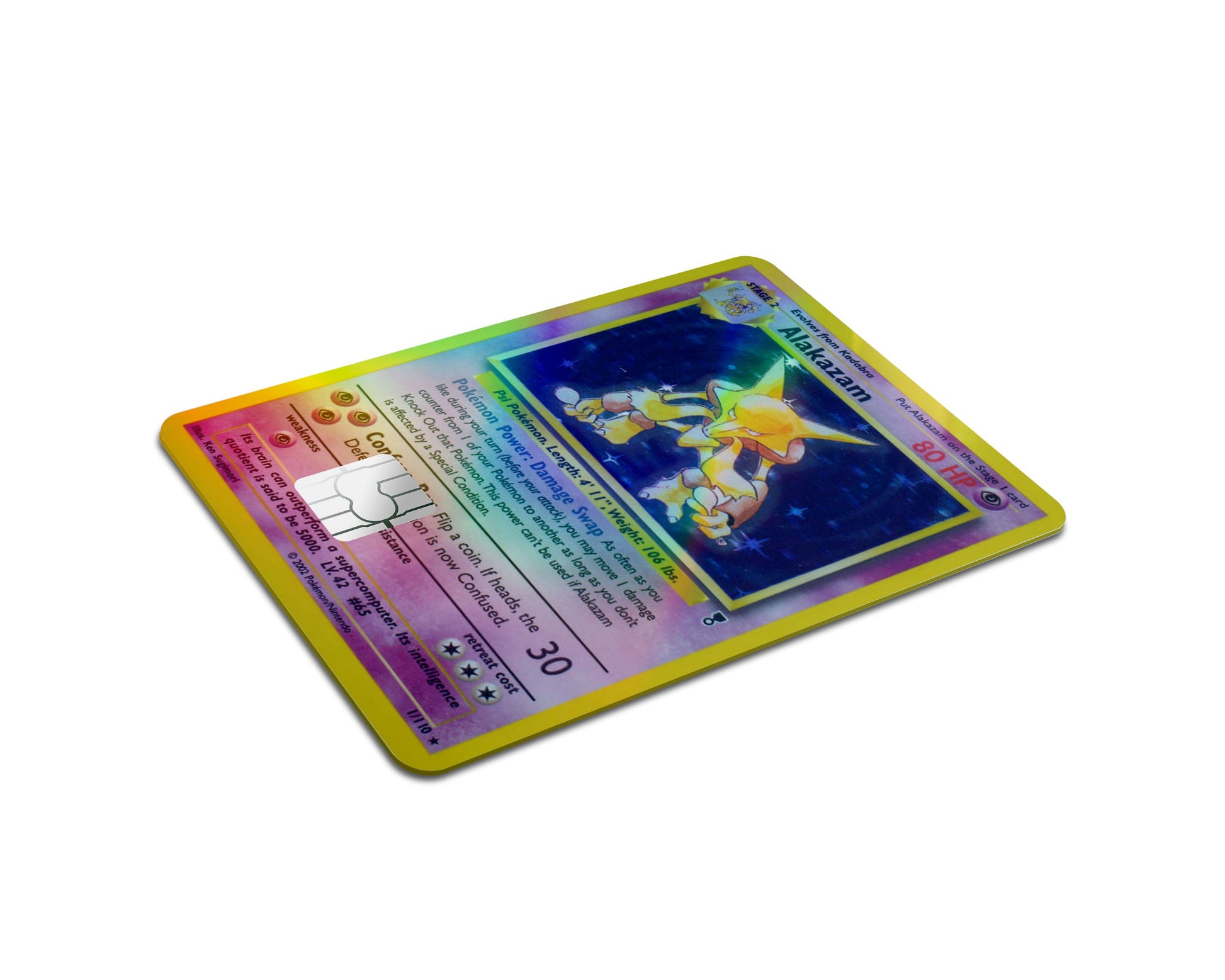 Alakazam Pokemon Card Holographic Credit Card Holographic Credit Card Skin – Anime Town Creations