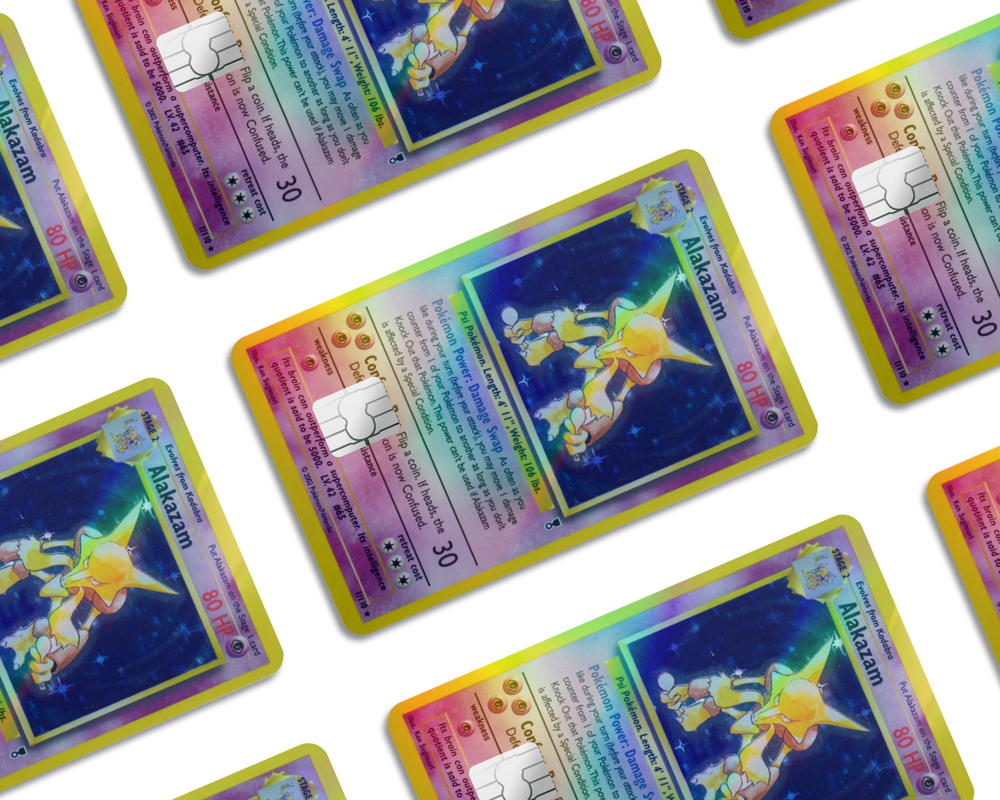 alakazam pokemon card holographic Alakazam Pokemon Card Holographic Credit Card Skin