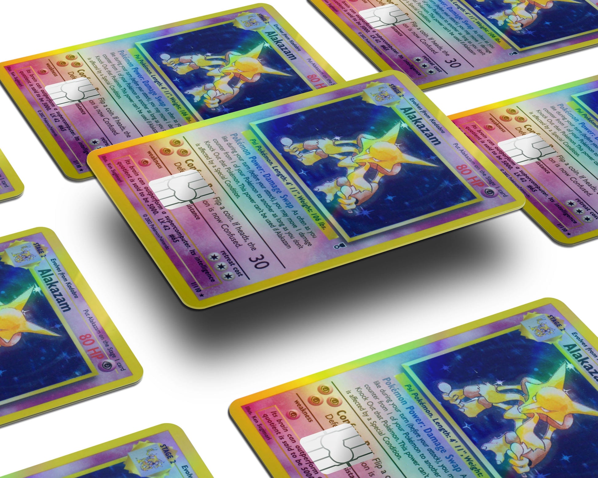 Alakazam Pokemon Card Holographic Credit Card Holographic Credit Card Skin Anime Town Creations Alakazam Pokemon Card Holographic Credit Card Holographic Credit Card Skin Anime Town Creations