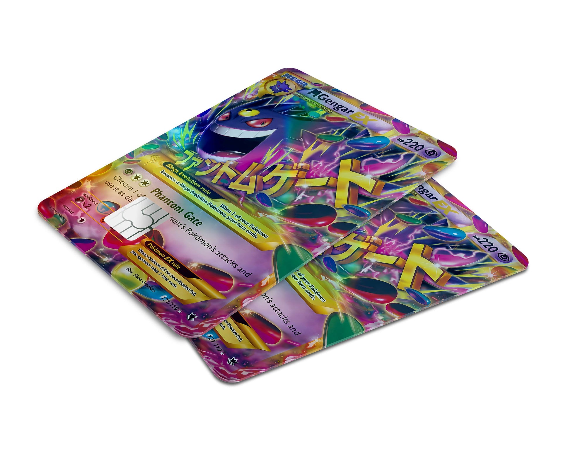 pokemon m gengar ex card xy phantom forces 121/119 Mega Gengar Pokemon Card Holographic Credit Card Holographic Credit Card Skin – Anime Town Creations