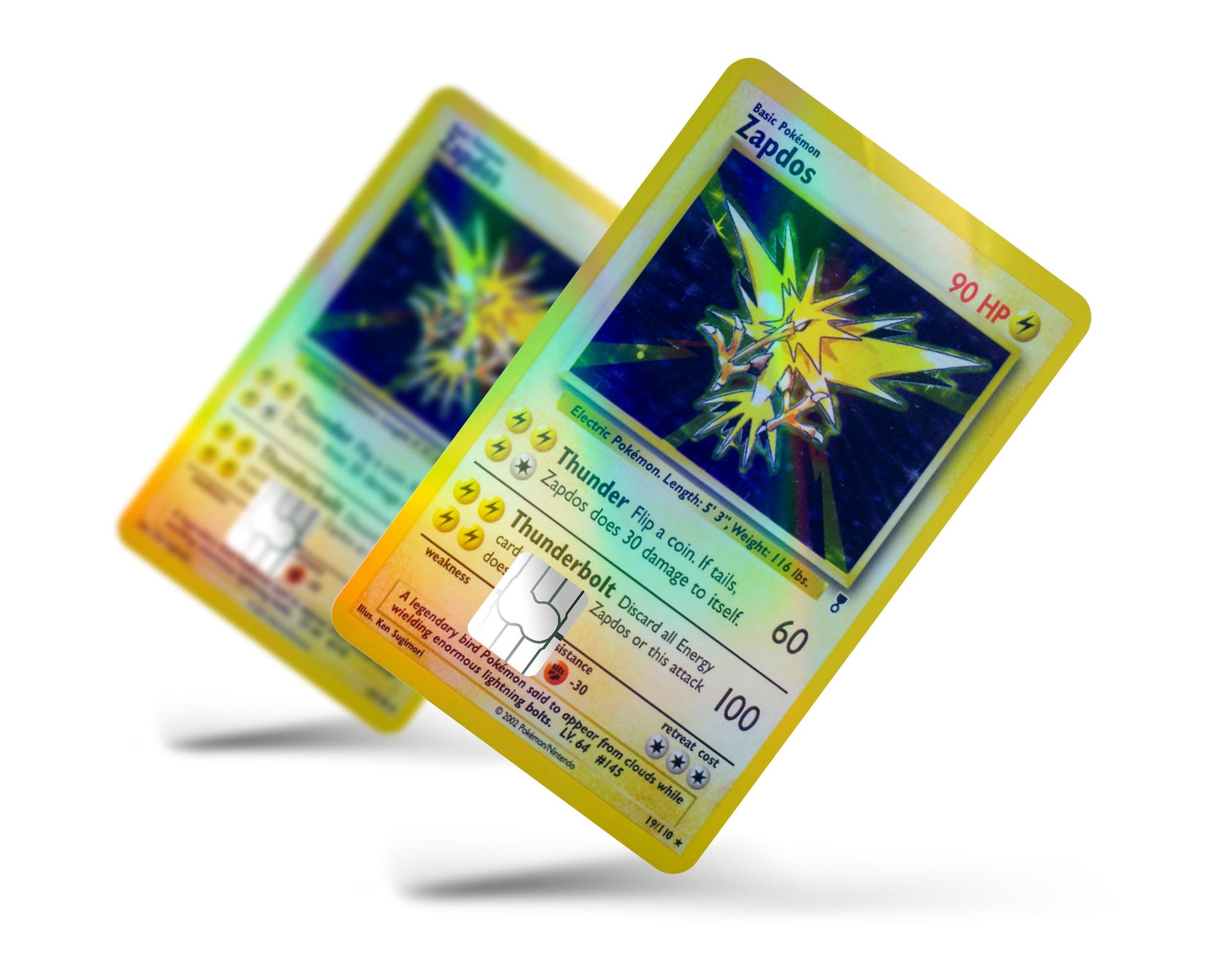 Zapdos Pokemon Card Holographic Credit Card Skin - Full / Small Zapdos Pokemon Card Holographic Credit Card Skin - Full / Small