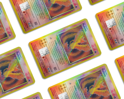 Anime Town Creations Holographic Credit Card Moltres Pokemon Card Window Skins - Anime Pokemon Holographic Credit Card Skin