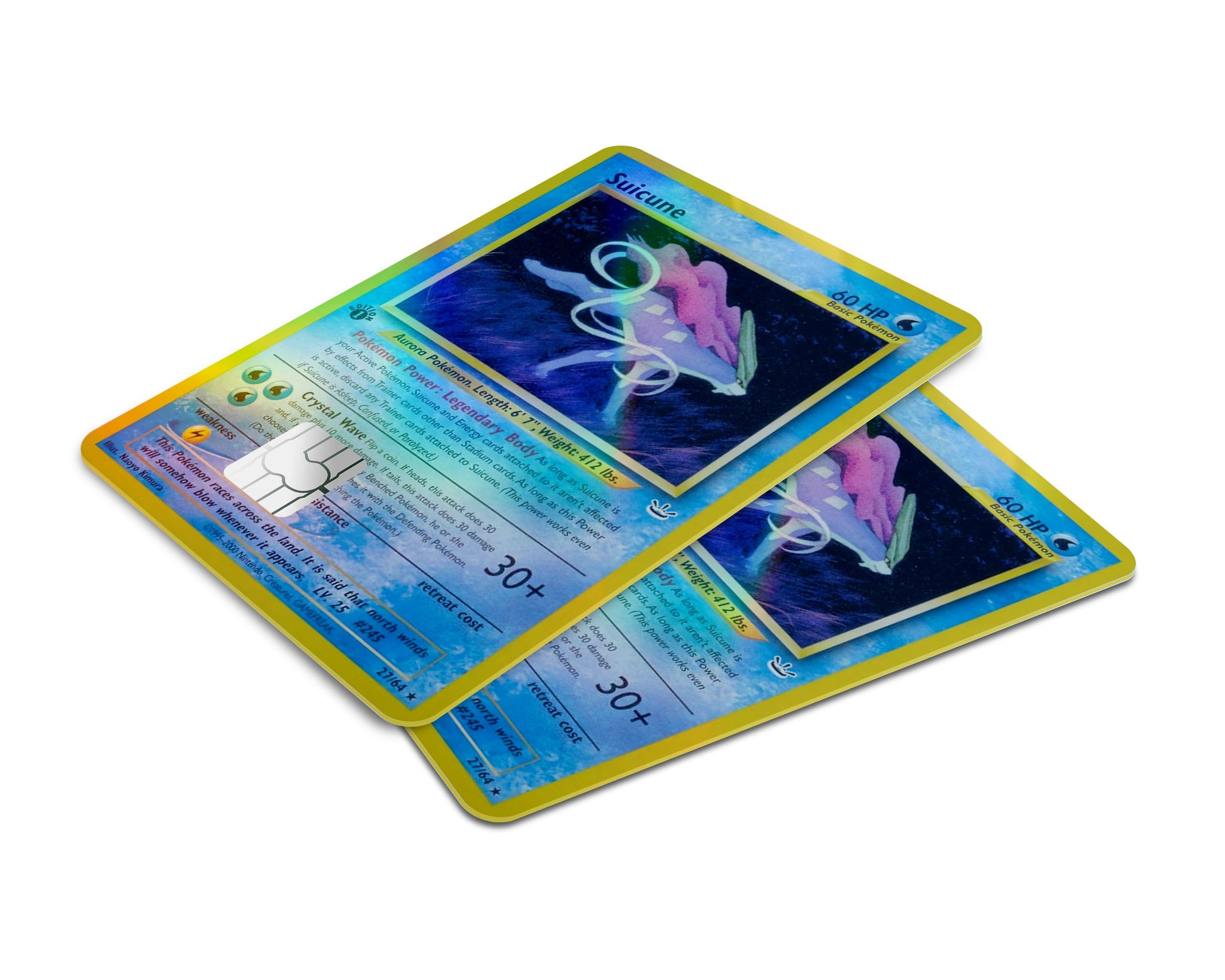 Anime Town Creations Holographic Credit Card Suicune Pokemon Card Window Skins - Anime Pokemon Holographic Credit Card Skin