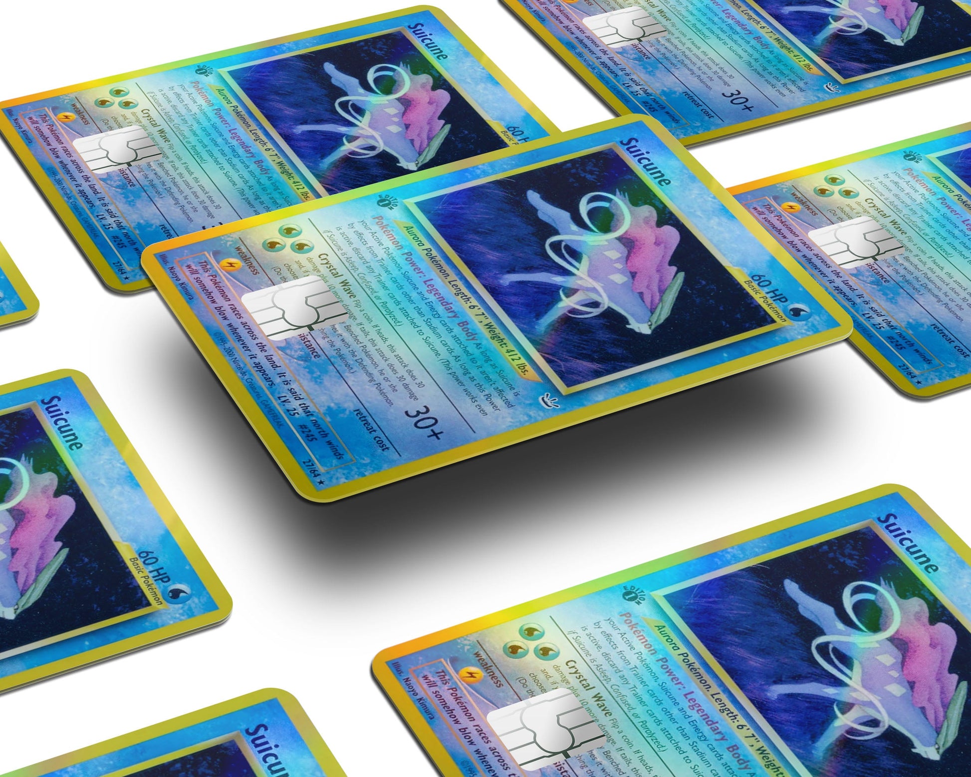 Anime Town Creations Holographic Credit Card Suicune Pokemon Card Window Skins - Anime Pokemon Holographic Credit Card Skin