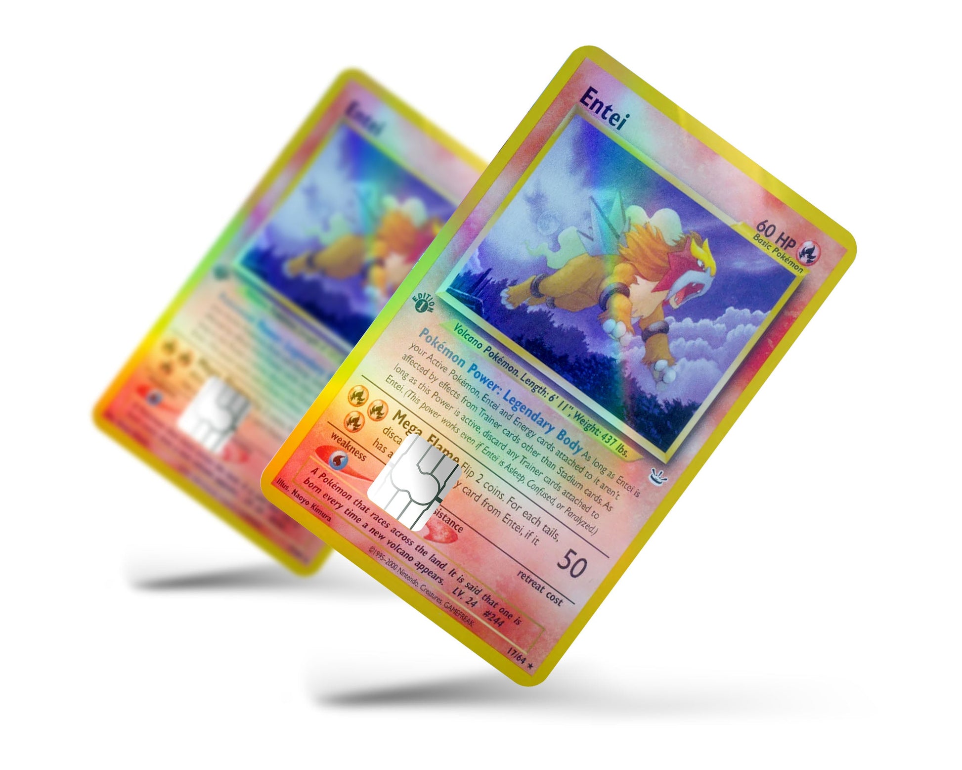 Entei Pokemon Card Holographic Credit Card Skin - Full / Small Entei Pokemon Card Holographic Credit Card Skin - Full / Small