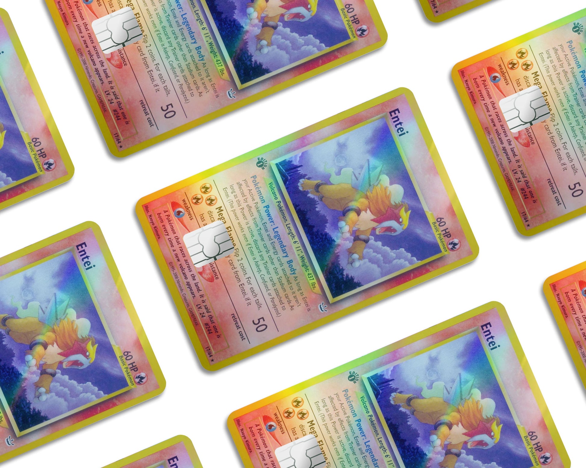 Entei Pokemon Card Holographic Credit Card Skin - Full / Small Entei Pokemon Card Holographic Credit Card Skin - Full / Small