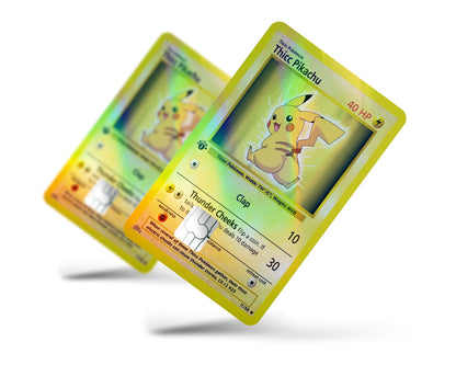 Thicc Pikachu Pokemon Card Holographic Credit Card Skin - Full / Small Thicc Pikachu Pokemon Card Holographic Credit Card Skin - Full / Small