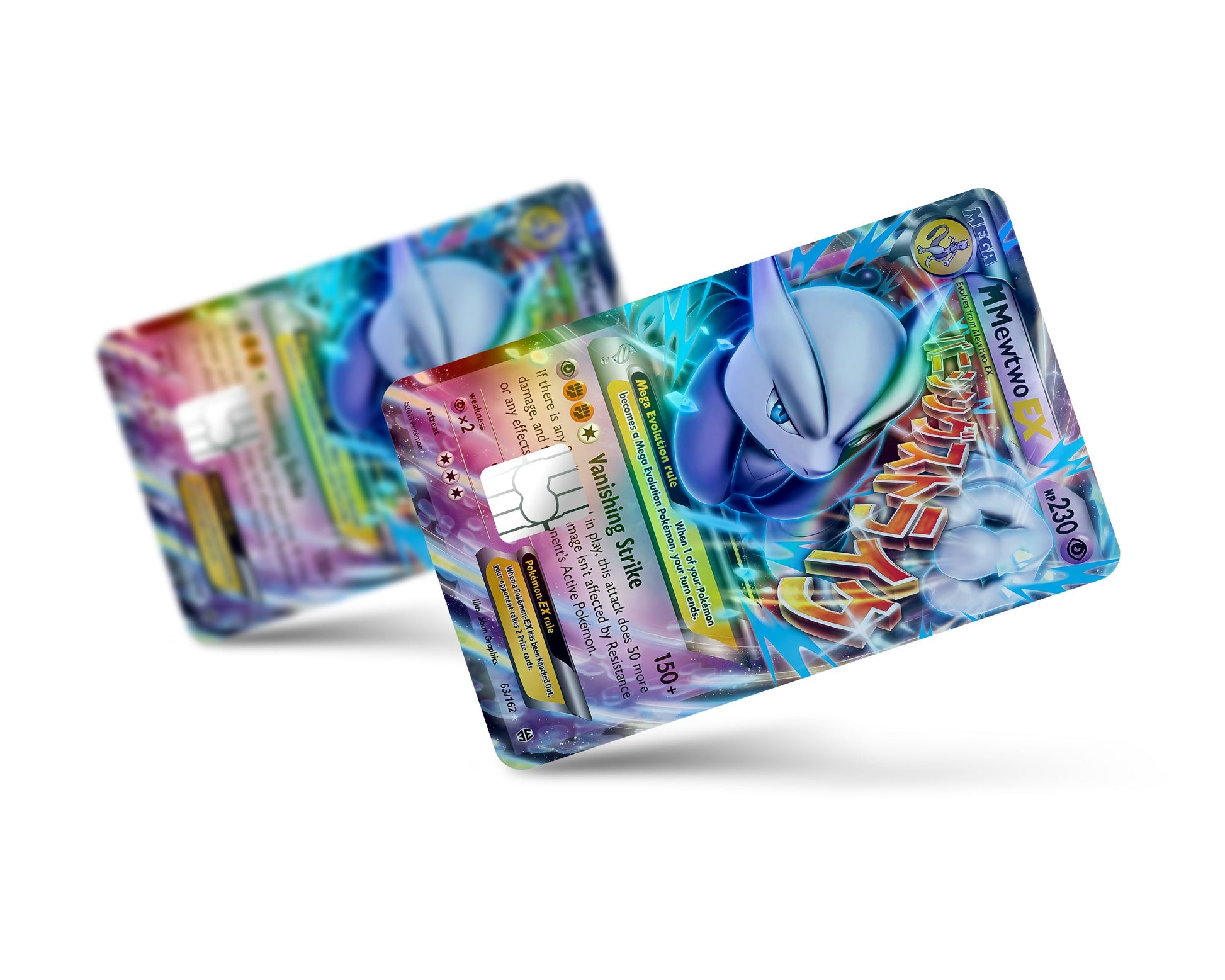 Anime Town Creations Holographic Credit Card Mega Mewtwo X Pokemon Card Full Skins - Anime Pokemon Holographic Credit Card Skin