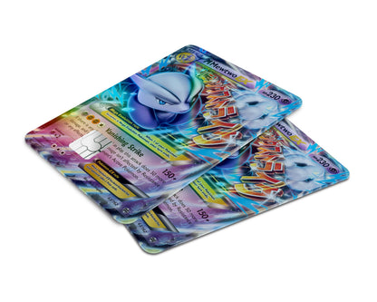 Anime Town Creations Holographic Credit Card Mega Mewtwo X Pokemon Card Window Skins - Anime Pokemon Holographic Credit Card Skin