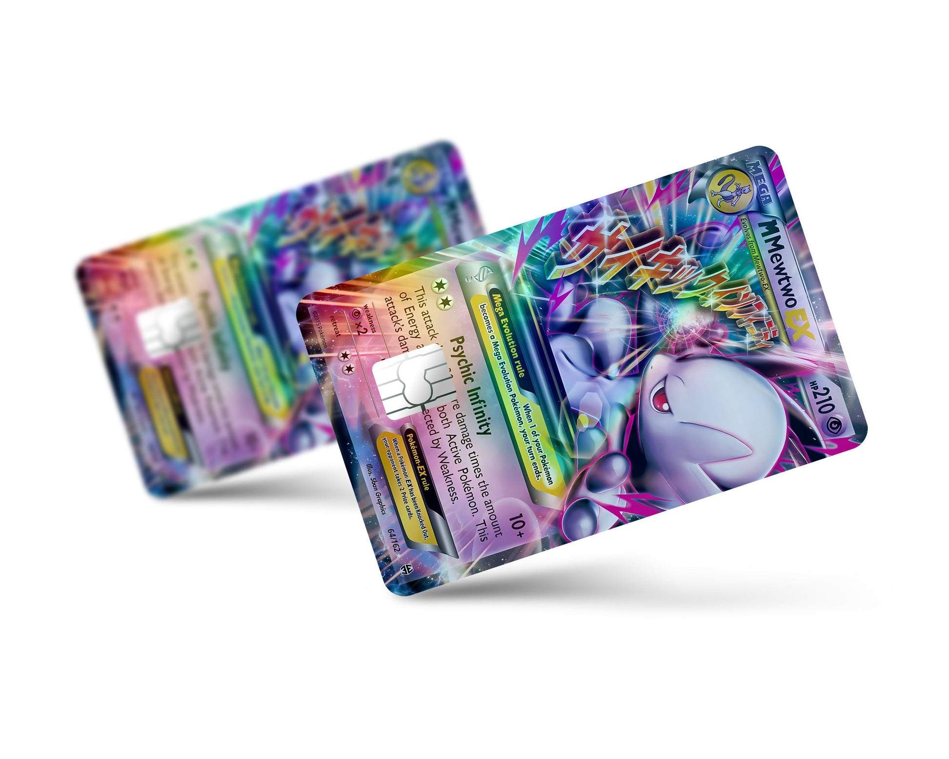 Anime Town Creations Holographic Credit Card Mega Mewtwo Y Pokemon Card Full Skins - Anime Pokemon Holographic Credit Card Skin