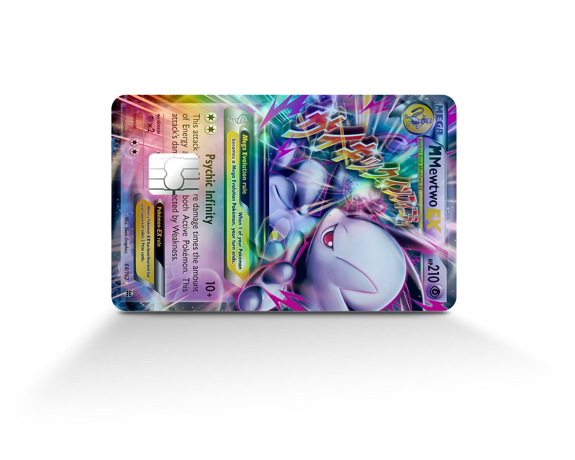 Anime Town Creations Holographic Credit Card Mega Mewtwo Y Pokemon Card Full Skins - Anime Pokemon Holographic Credit Card Skin