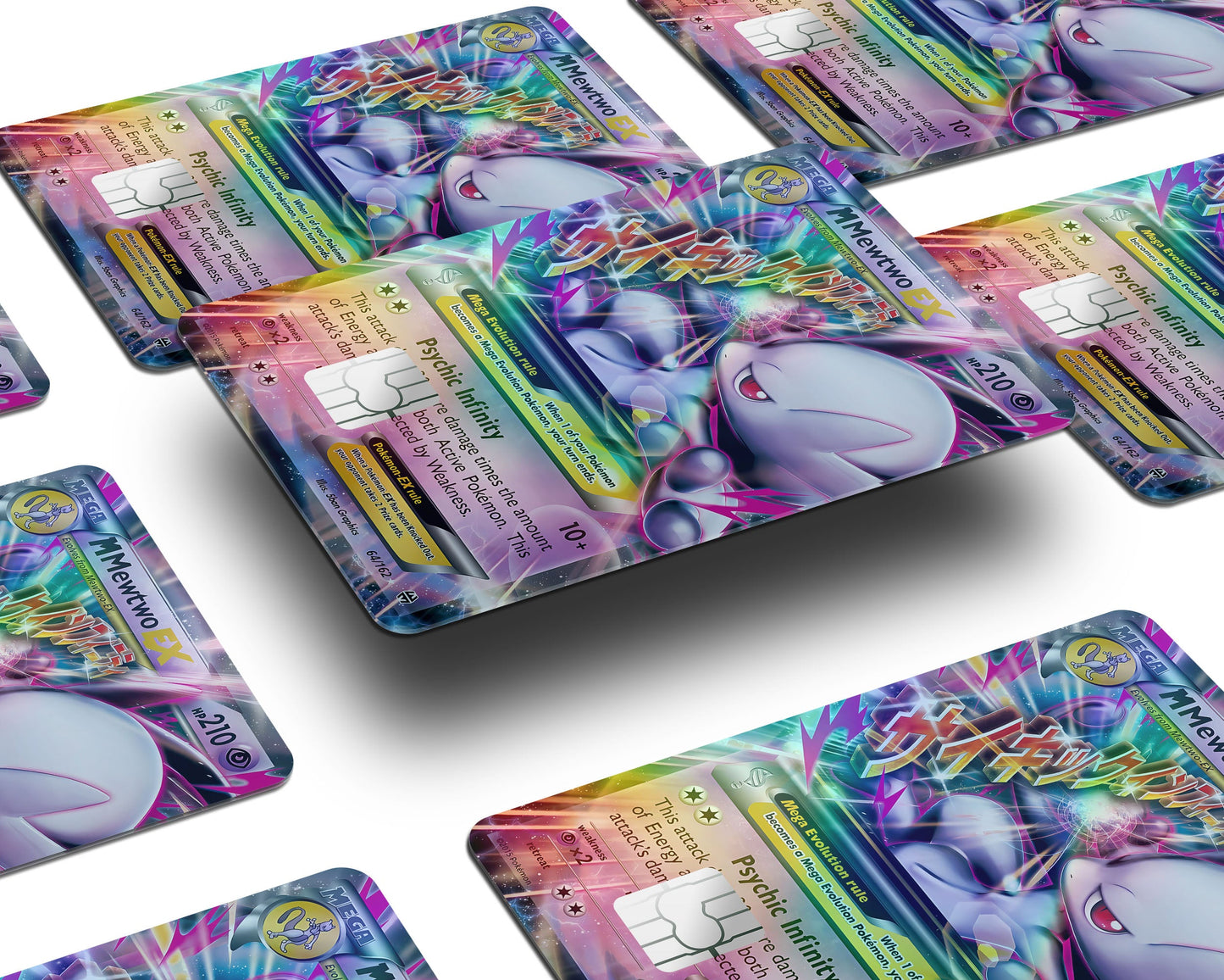 Anime Town Creations Holographic Credit Card Mega Mewtwo Y Pokemon Card Window Skins - Anime Pokemon Holographic Credit Card Skin