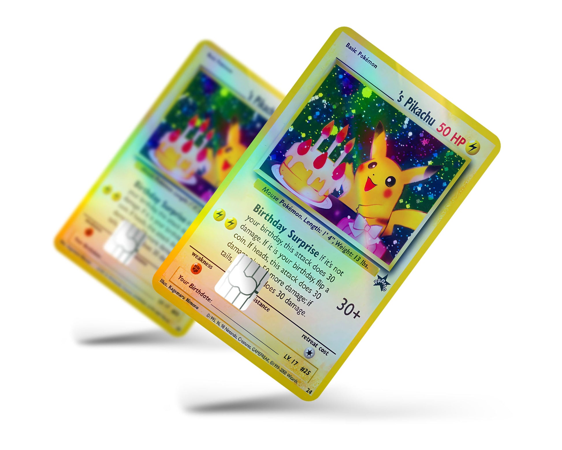 Anime Town Creations Holographic Credit Card Birthday Pikachu Pokemon Card Full Skins - Anime Pokemon Holographic Credit Card Skin