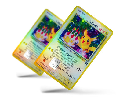 Anime Town Creations Holographic Credit Card Birthday Pikachu Pokemon Card Full Skins - Anime Pokemon Holographic Credit Card Skin