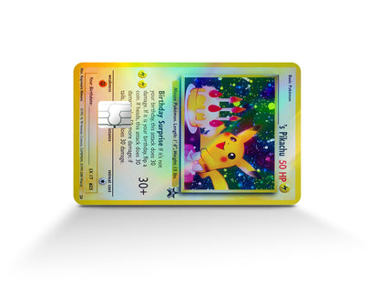 Anime Town Creations Holographic Credit Card Birthday Pikachu Pokemon Card Full Skins - Anime Pokemon Holographic Credit Card Skin