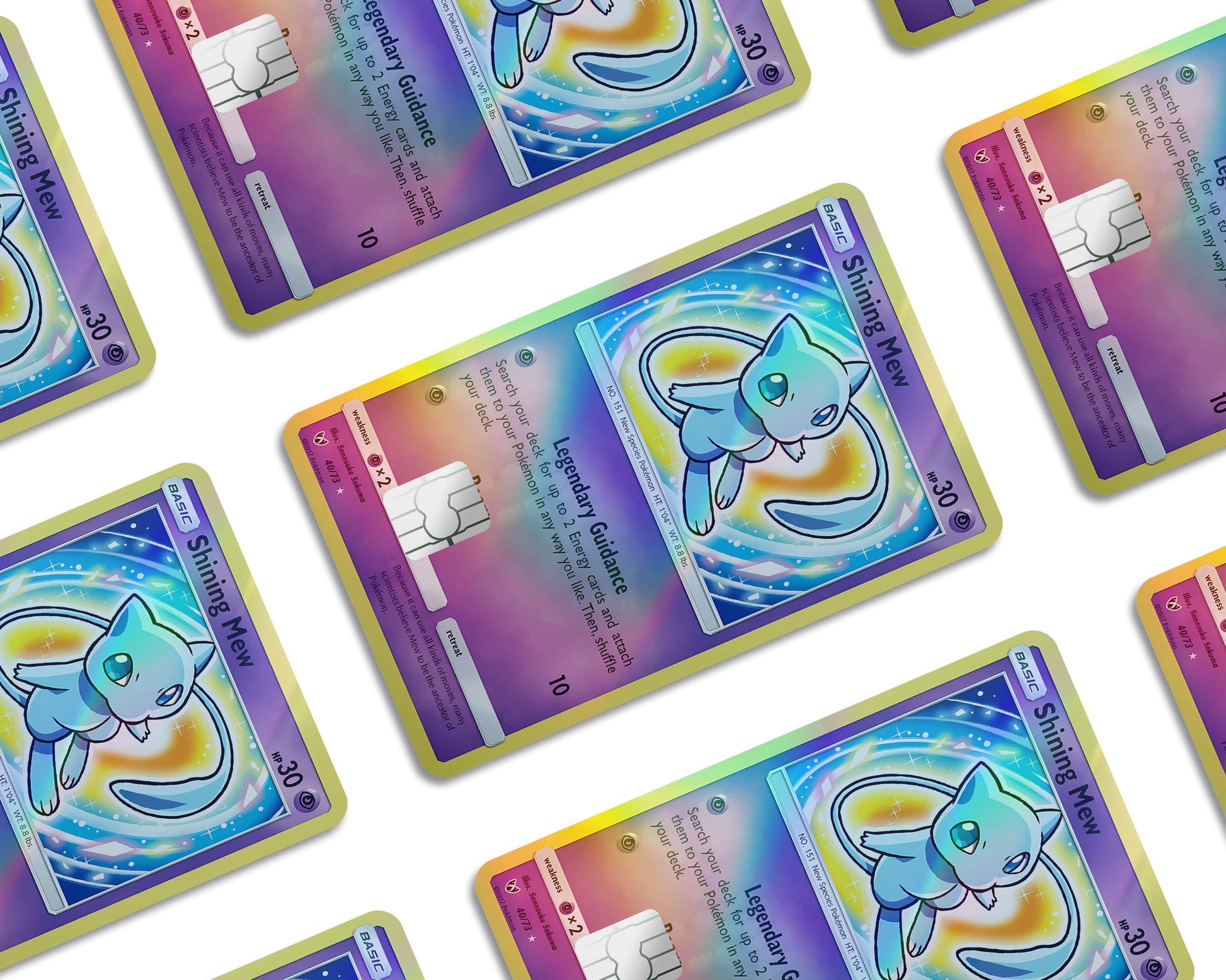 Shining Mew Pokemon Card Holographic Credit Card Holographic Credit Card Skin Anime Town Creations Shining Mew Pokemon Card Holographic Credit Card Holographic Credit Card Skin Anime Town Creations
