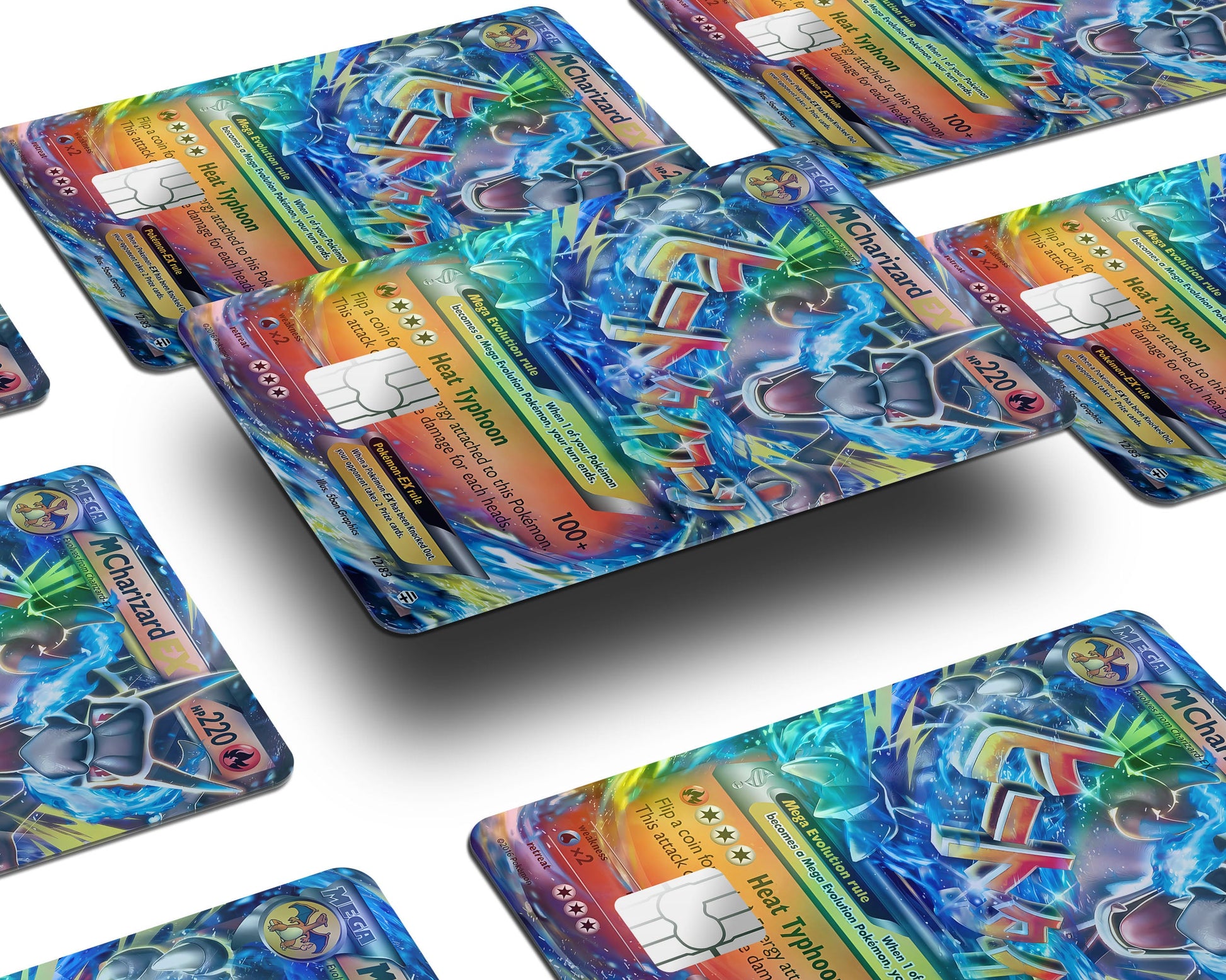 Anime Town Creations Holographic Credit Card Mega Charizard X Pokemon Card Window Skins - Anime Pokemon Holographic Credit Card Skin