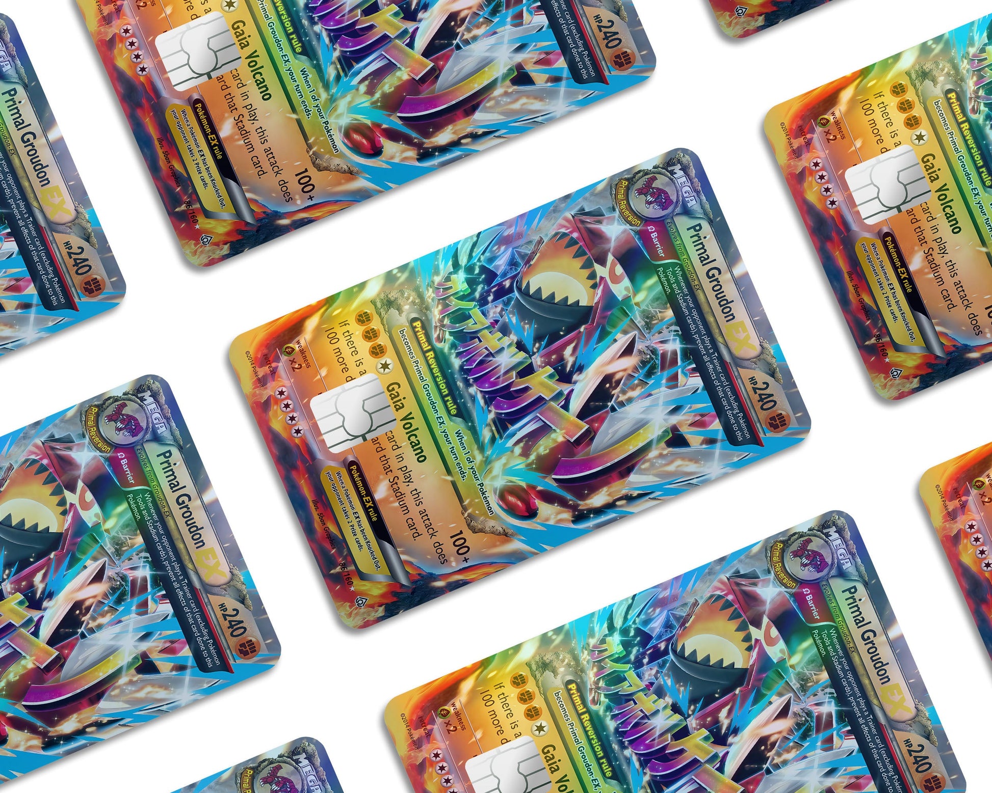 Anime Town Creations Holographic Credit Card Mega Primal Groudon Pokemon Card Window Skins - Anime Pokemon Holographic Credit Card Skin
