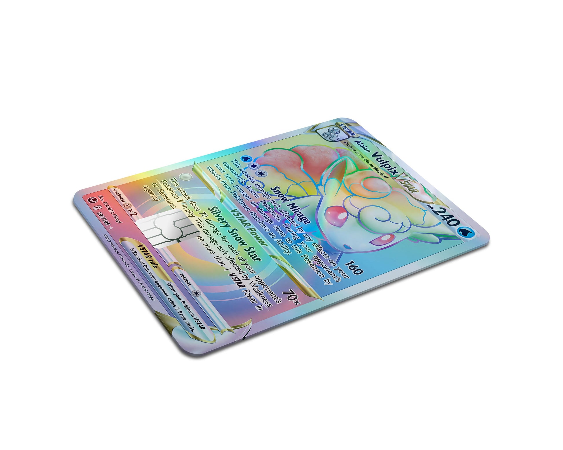 Anime Town Creations Holographic Credit Card Rainbow Alohan Vulpix Pokemon Card Full Skins - Anime Pokemon Holographic Credit Card Skin
