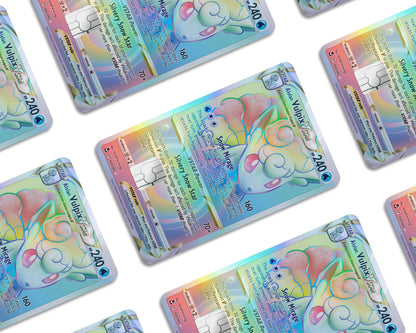 Anime Town Creations Holographic Credit Card Rainbow Alohan Vulpix Pokemon Card Window Skins - Anime Pokemon Holographic Credit Card Skin